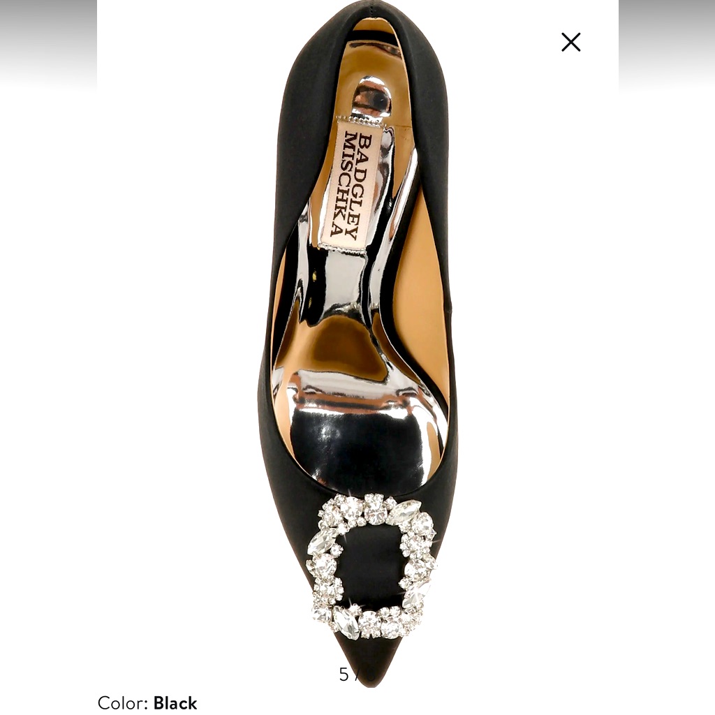 Nwob Elegant Bagley Mischka Cher Black Women's Heels With Crystal Embellishment